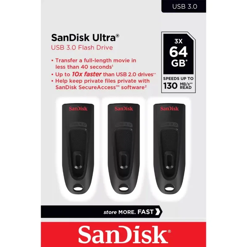 Memory drive flash usb3 64gb-3pk sdcz48-064g-g46t sandisk