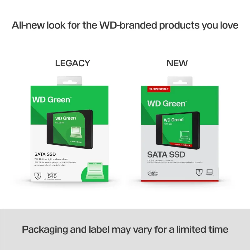 SSD-SANDISK-Green-POWERED BY SANDISK-500 GB-Serial ATA III-Read speed 545 MB-s-2.5-WDS500G5G0A