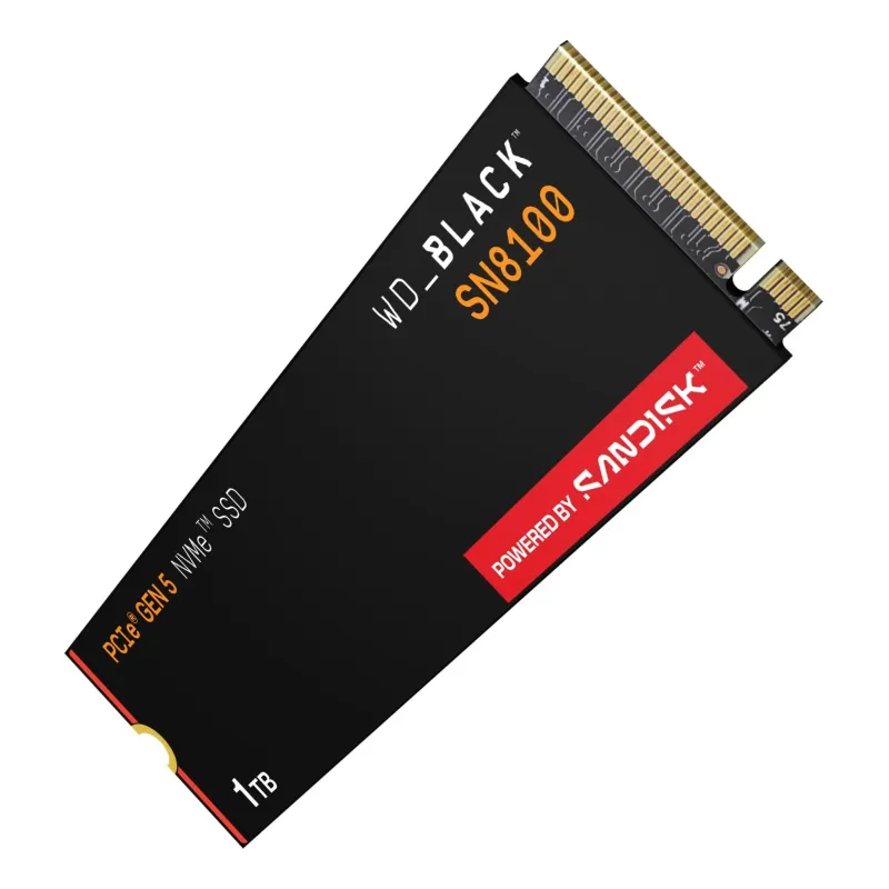 SSD-SANDISK-2400xTBW rating-NVMe Yes-PCI Express 5.0-M.2-1000 GB-POWERED BY SANDISK-Black SN8100-WDS100T1X0M