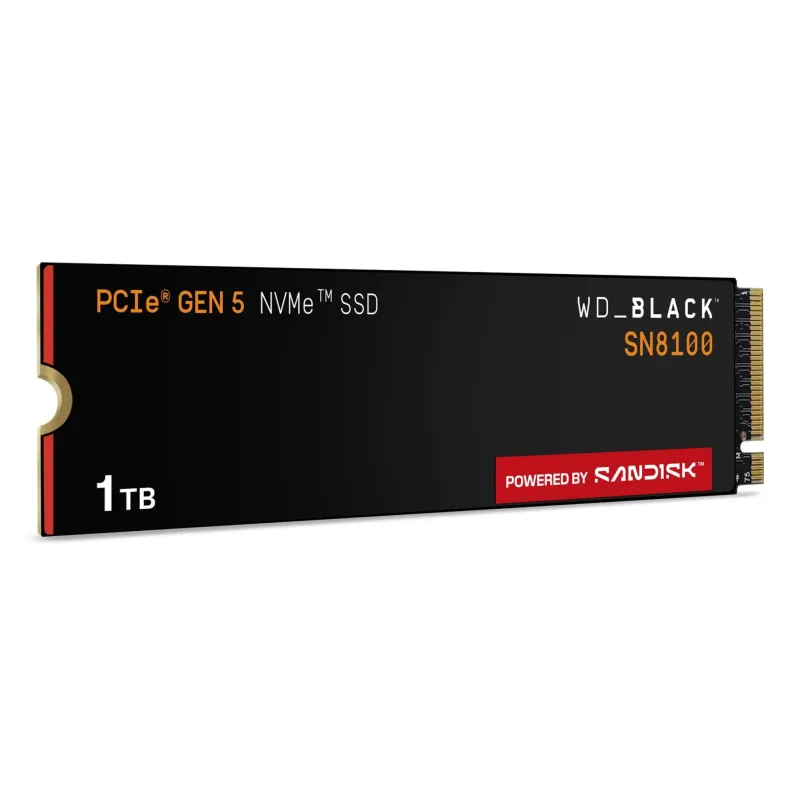 SSD-SANDISK-2400xTBW rating-NVMe Yes-PCI Express 5.0-M.2-1000 GB-POWERED BY SANDISK-Black SN8100-WDS100T1X0M