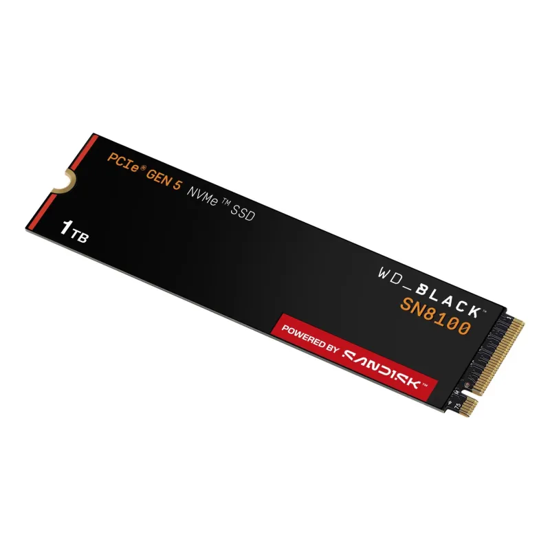 SSD-SANDISK-2400xTBW rating-NVMe Yes-PCI Express 5.0-M.2-1000 GB-POWERED BY SANDISK-Black SN8100-WDS100T1X0M