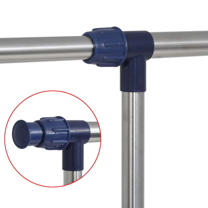 vidaXL drēbju pakaramais, regulējams, nerūsējošs tērauds, 165x44x150cm