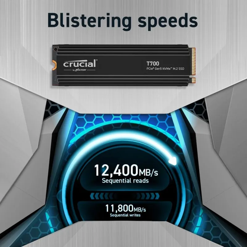 SSD-CRUCIAL-T700-4TB-M.2-PCIe Gen5-NVMe-TLC-Write speed 11800 MBytes-sec-Read speed 12400 MBytes-sec-TBW 2400 TB-CT4000T700SSD5