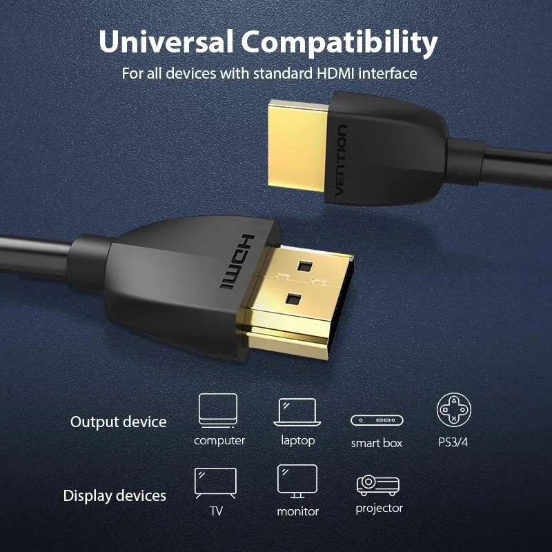 Cable hdmi 2m-black aaibh vention