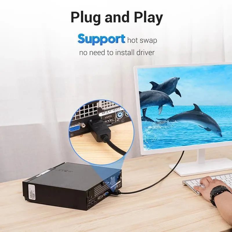 Cable dp to dvi 1m-black hafbf vention