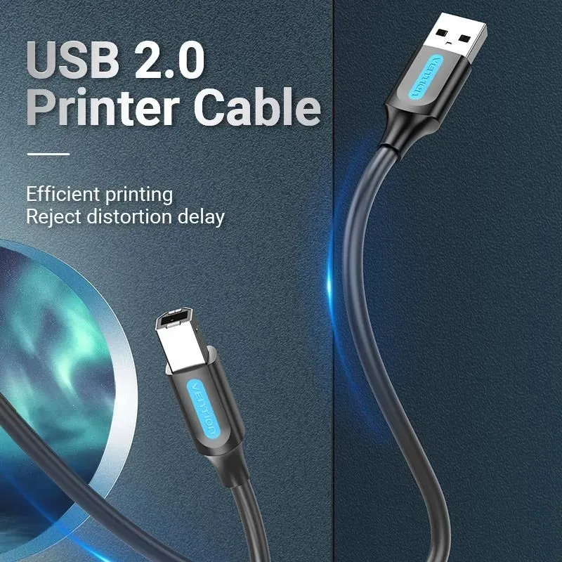 Cable usb2.0 male to male-5m black coqbj vention