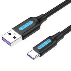 Cable usb-c to usb2.0-1m pvc black corbf vention
