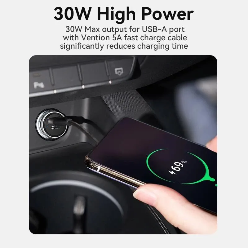 Mobile charger car usb-2p gray ffbh0 vention