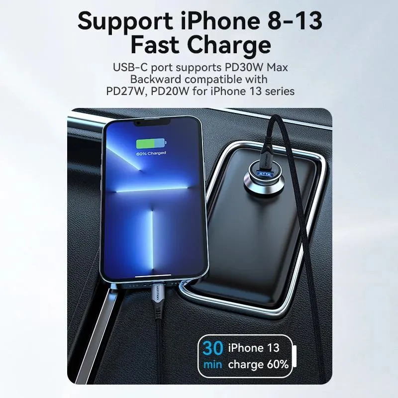 Mobile charger car usb-2p gray ffbh0 vention