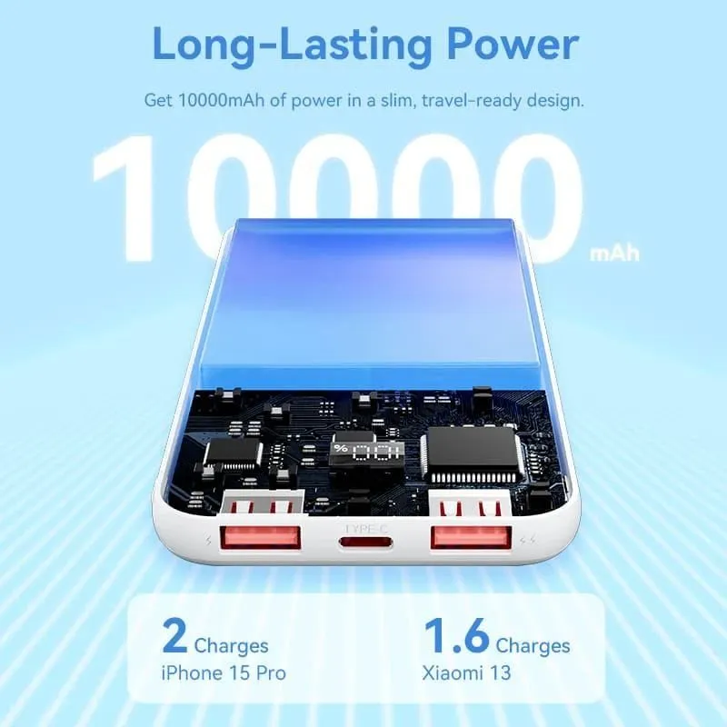 Power bank usb 10000mah 22.5w-usb white fhkw0 vention