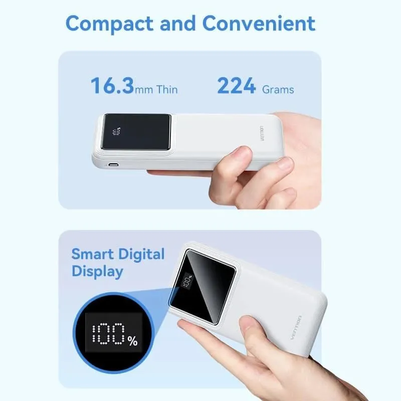 Power bank usb 10000mah 22.5w-usb white fhkw0 vention