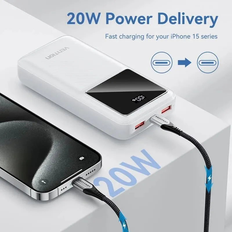 Power bank usb 20000mah 22.5w-white fhlw0 vention