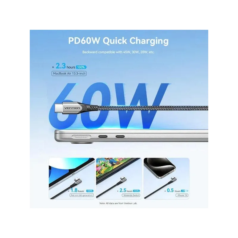 Cable usb-c to usb-c-1m gray trahf vention