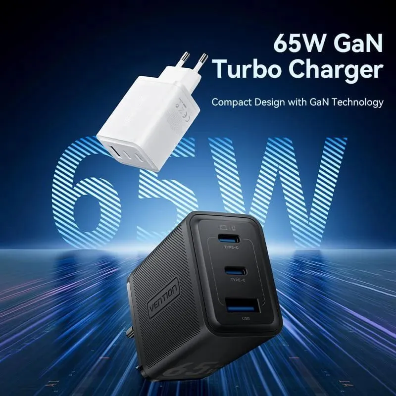 Mobile charger wall 65w usb-3p black ferb0-eu vention