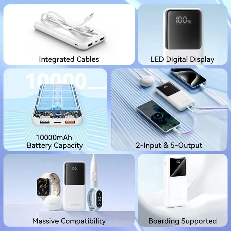 Power bank usb 10000mah 22.5w-white fhow0 vention