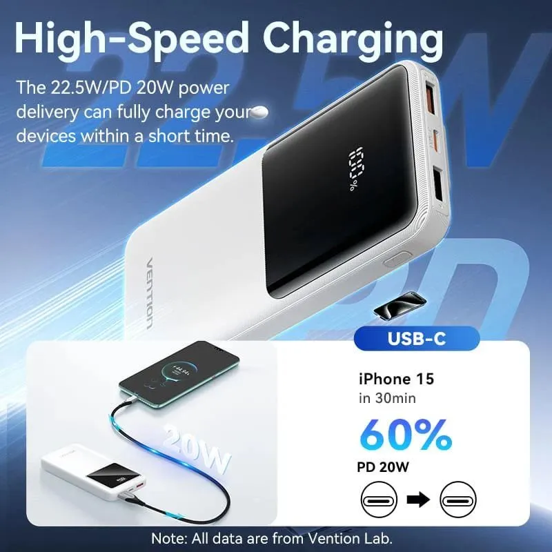 Power bank usb 10000mah 22.5w-white fhow0 vention