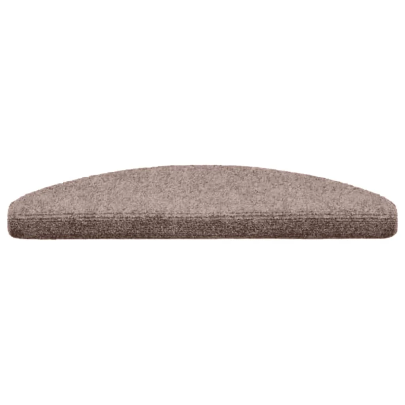 vidaXL kāpņu paklājiņi, pašlīmējoši, 15 gab., 65x21x4 cm, gaiši brūns, pusapaļi, lieli