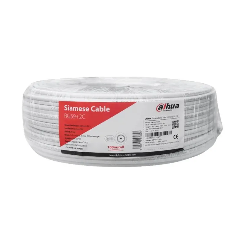Cable rg59 coax+pwr 100m white-pfm941i-rg59n-21-100-w dahua