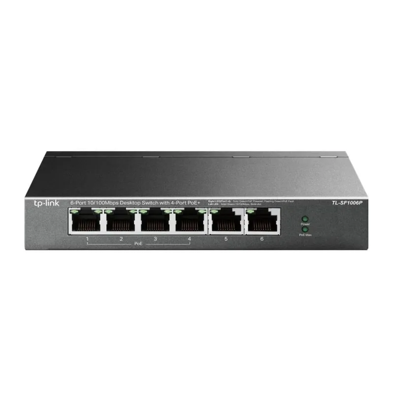 TP-LINK - Switch - TL-SF1006P - Unmanaged - Desktop - 10-100 Mbps ,RJ-45, ports quantity 6 - PoE+ ports quantity 4 - Power