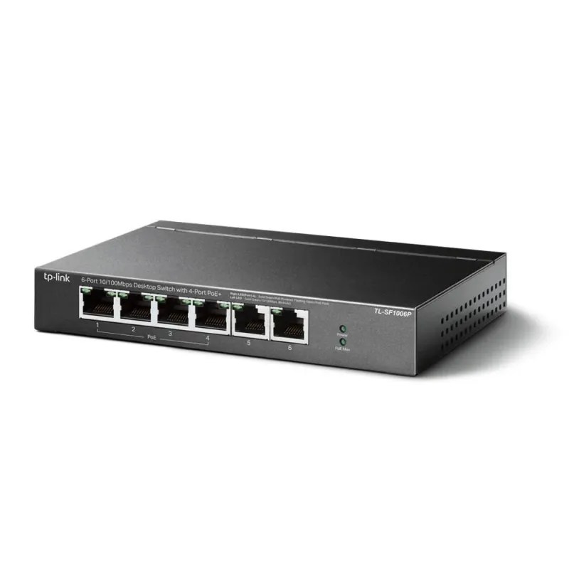 TP-LINK - Switch - TL-SF1006P - Unmanaged - Desktop - 10-100 Mbps ,RJ-45, ports quantity 6 - PoE+ ports quantity 4 - Power