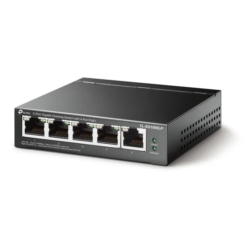 TP-LINK - Switch - TL-SG1005LP - Unmanaged - Desktop - PoE+ ports quantity 4 - Power supply type External
