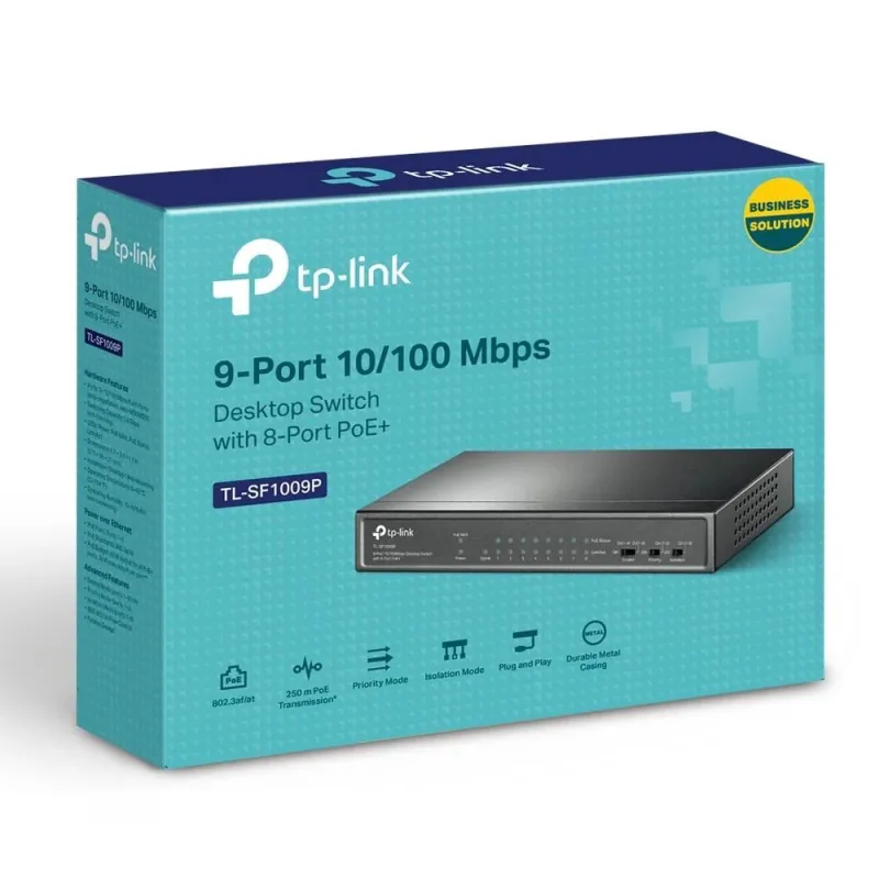 Switch-TP-LINK-Desktop-pedestal-9x10Base-T - 100Base-TX-PoE+ ports 8-TL-SF1009P