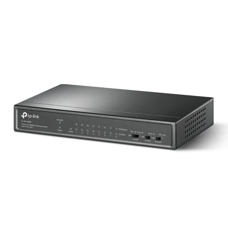 Switch-TP-LINK-Desktop-pedestal-9x10Base-T - 100Base-TX-PoE+ ports 8-TL-SF1009P