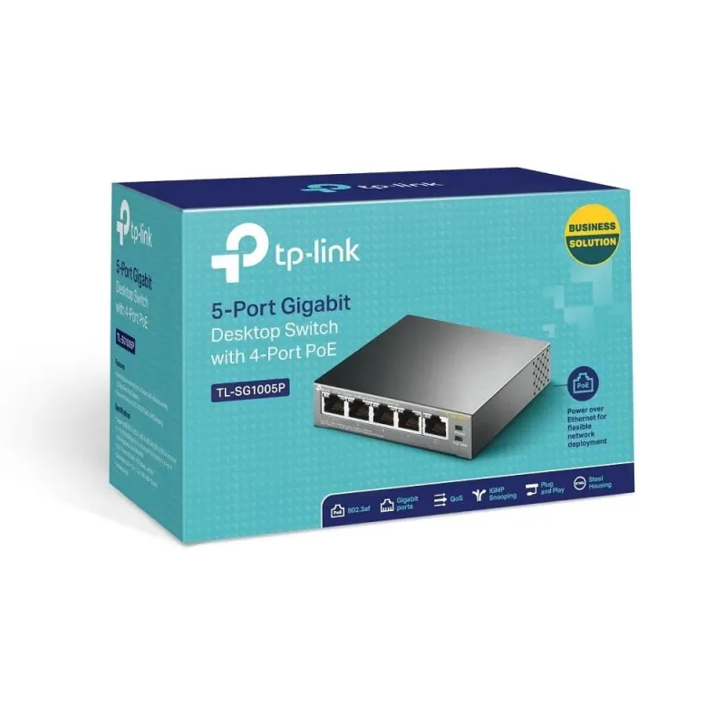 Switch-TP-LINK-Desktop-pedestal-5x10Base-T - 100Base-TX - 1000Base-T-PoE ports 4-TL-SG1005P