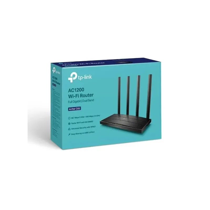 Wireless Router-TP-LINK-Wireless Router-1167 Mbps-IEEE 802.11n-IEEE 802.11ac-USB 2.0-1 WAN-4x10-100-1000M-Number of antennas