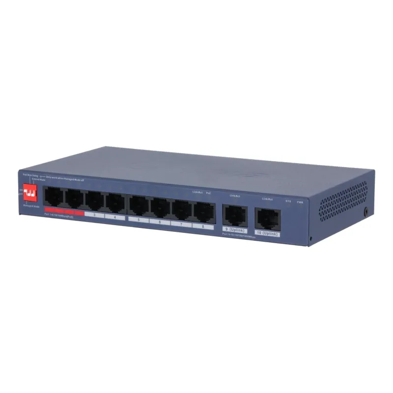 Switch-DAHUA-DH-CS4010-8ET2GT-110-Switch layer L2-8xRJ-45 ports-RJ-45 Ports Type Fast Ethernet ,10-100,-2xGigabit Ethernet