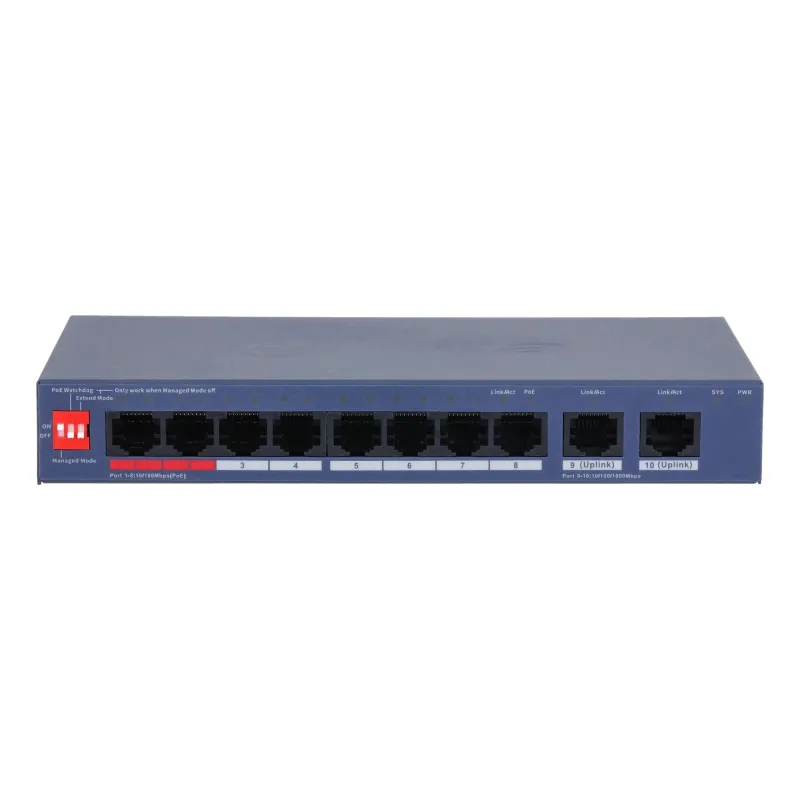 Switch-DAHUA-DH-CS4010-8ET2GT-110-Switch layer L2-8xRJ-45 ports-RJ-45 Ports Type Fast Ethernet ,10-100,-2xGigabit Ethernet