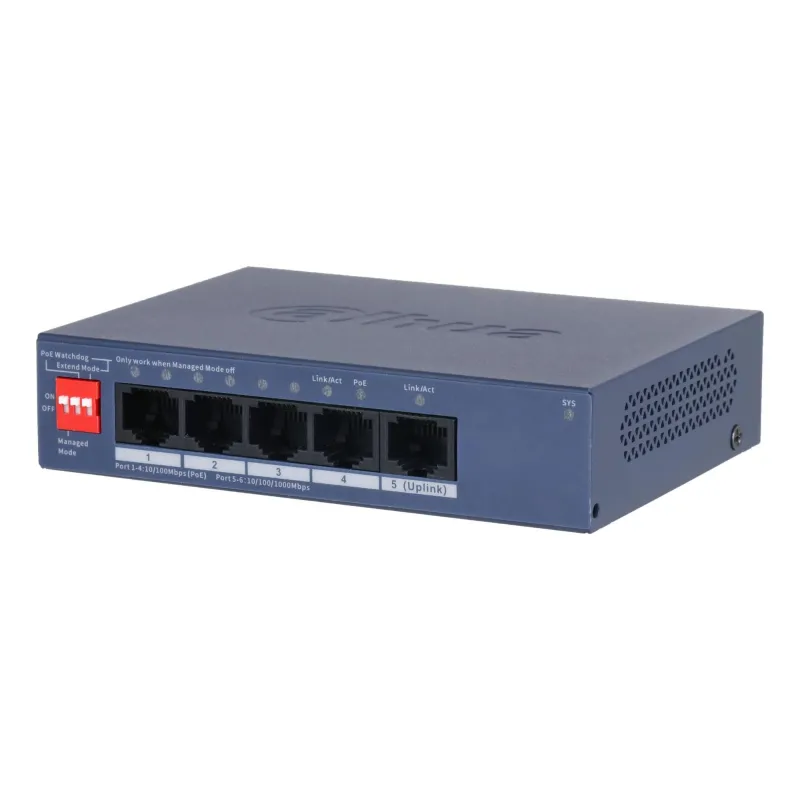Switch-DAHUA-DH-CS4005-4ET1GT-36-Switch layer L2-4xRJ-45 ports-RJ-45 Ports Type Fast Ethernet ,10-100,-1xGigabit Ethernet