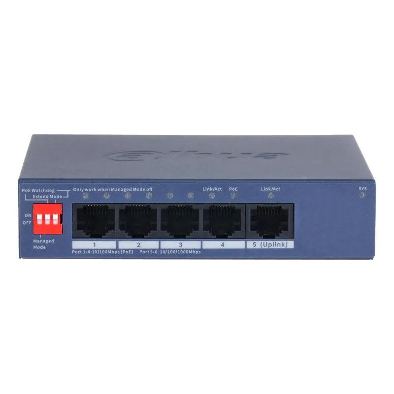 Switch-DAHUA-DH-CS4005-4ET1GT-36-Switch layer L2-4xRJ-45 ports-RJ-45 Ports Type Fast Ethernet ,10-100,-1xGigabit Ethernet