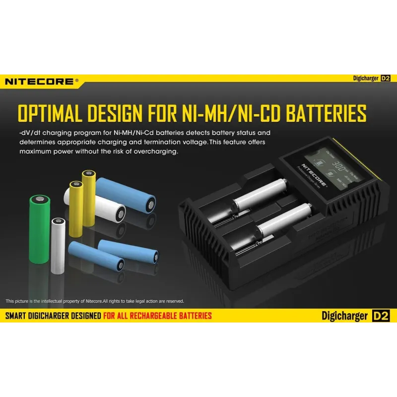 Battery charger 2-slot-d2 eu nitecore