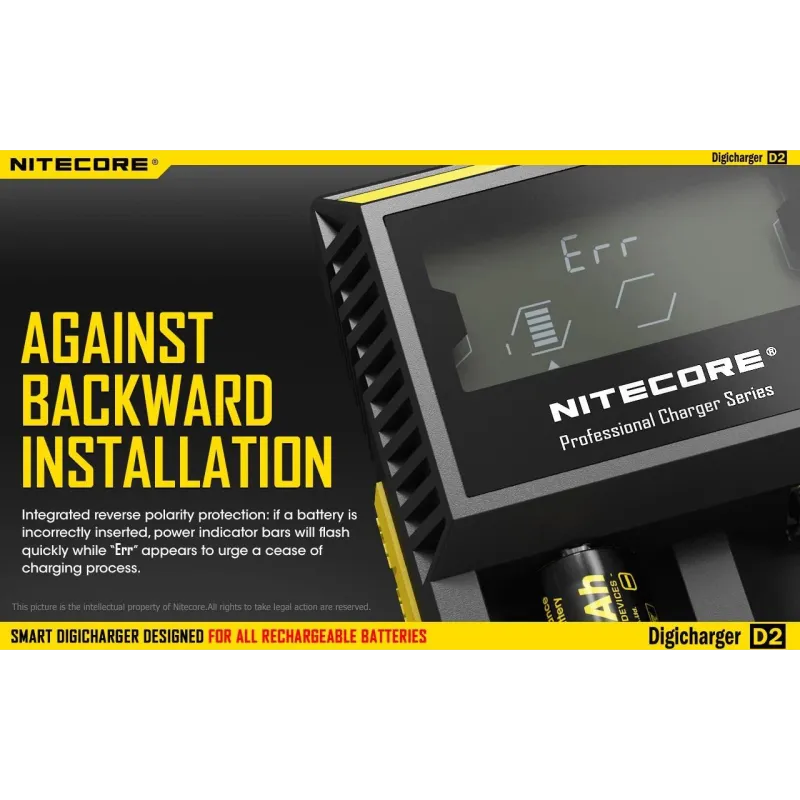 Battery charger 2-slot-d2 eu nitecore