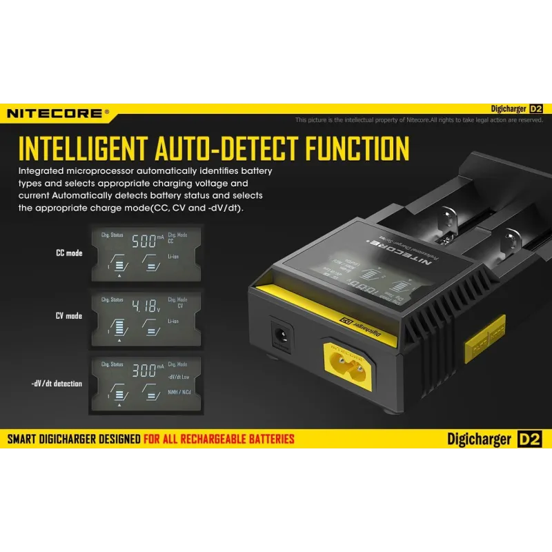 Battery charger 2-slot-d2 eu nitecore