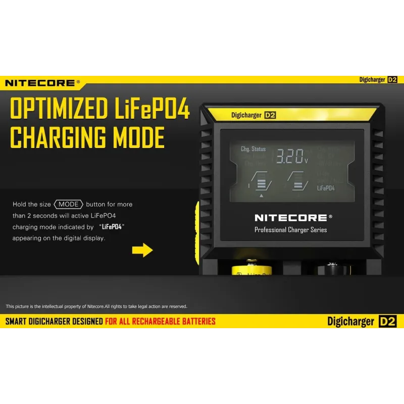 Battery charger 2-slot-d2 eu nitecore