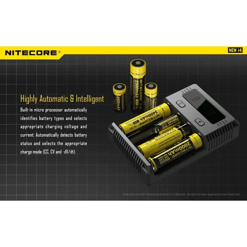 Battery charger 4-slot-intellicharger new i4 nitecore