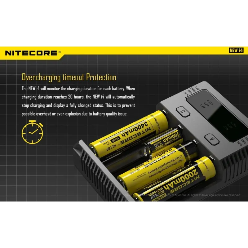 Battery charger 4-slot-intellicharger new i4 nitecore