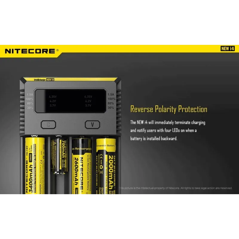 Battery charger 4-slot-intellicharger new i4 nitecore