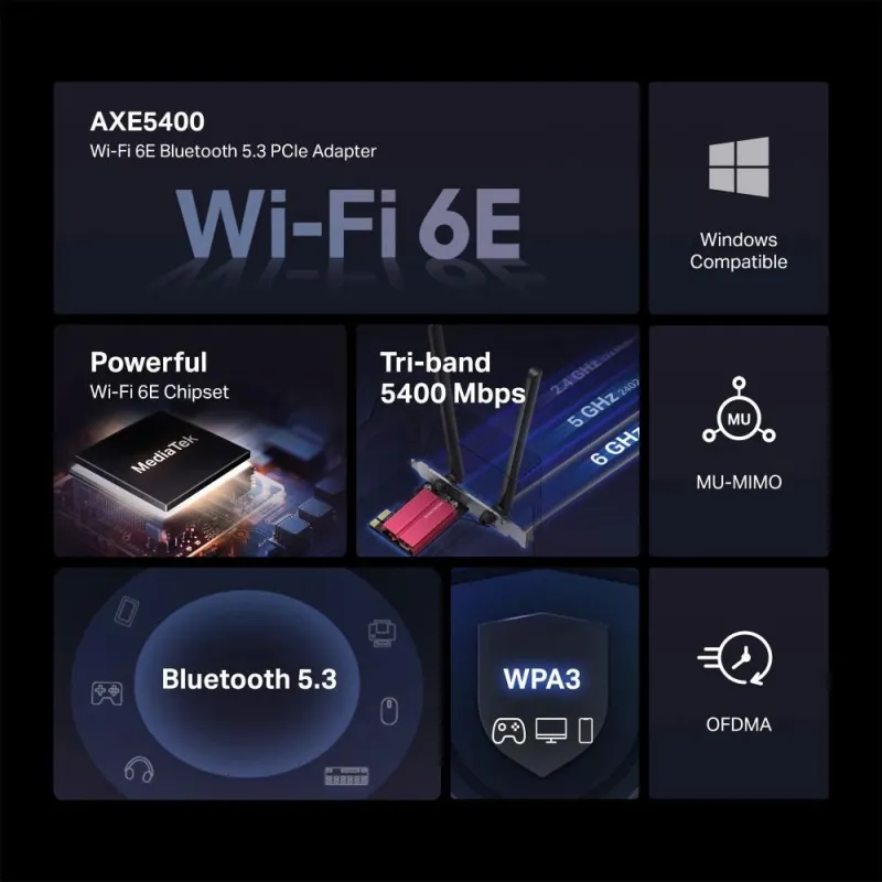 Wrl adapter 5400mbps-blueth5.3-ma86xe mercusys