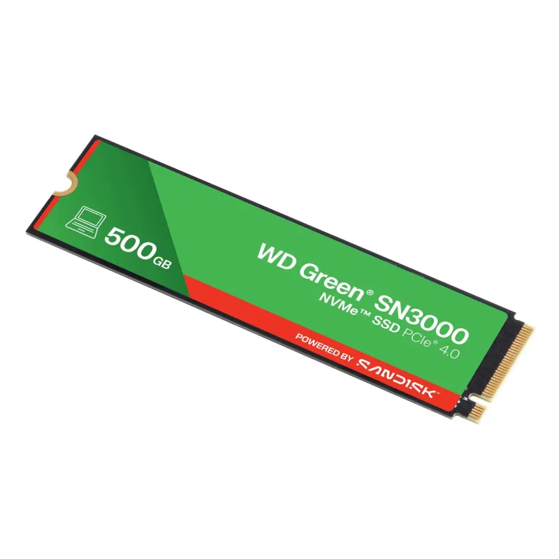 SSD-SANDISK-150xTBW rating-MTBF 1.75 h-NVMe Yes-PCI Express 4.0-M.2-500 GB-POWERED BY SANDISK-Green-WDS500G4G0E