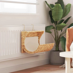 vidaXL kaķu gulta ar spilvenu, ūdens hiacinte, 37x20x20 cm