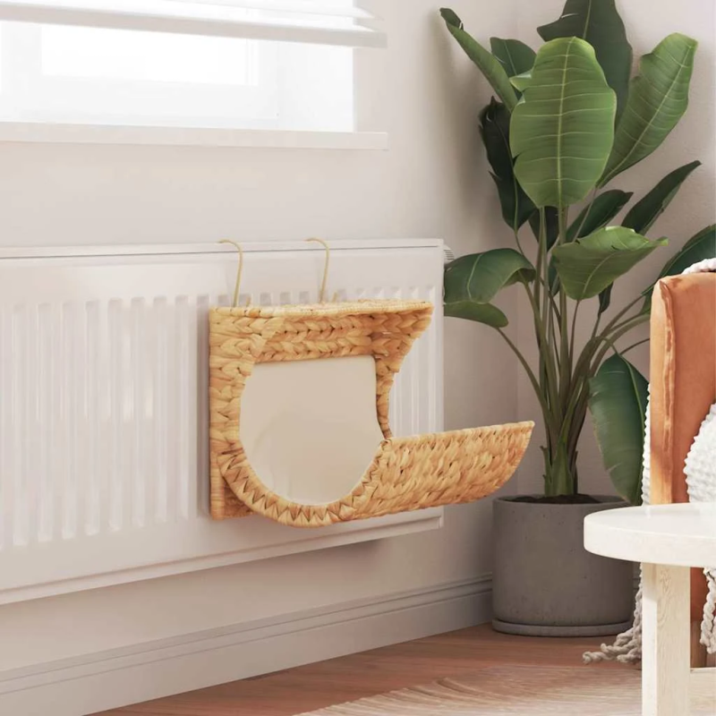 vidaXL kaķu gulta ar spilvenu, ūdens hiacinte, 37x20x20 cm