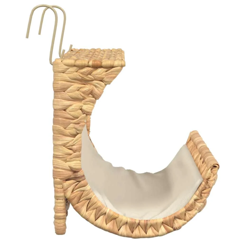 vidaXL kaķu gulta ar spilvenu, ūdens hiacinte, 37x20x20 cm