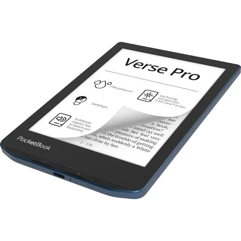 E-Reader-POCKETBOOK-Verse Pro-6-1072x1448-1xUSB-C-Wireless LAN-Bluetooth-Azure-PB634-A-WW