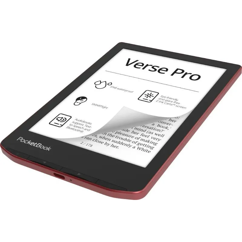 E-Reader-POCKETBOOK-Verse Pro-6-1072x1448-1xUSB-C-Wireless LAN-Bluetooth-Red-PB634-3-WW