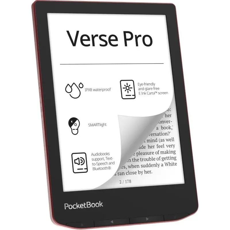 E-Reader-POCKETBOOK-Verse Pro-6-1072x1448-1xUSB-C-Wireless LAN-Bluetooth-Red-PB634-3-WW