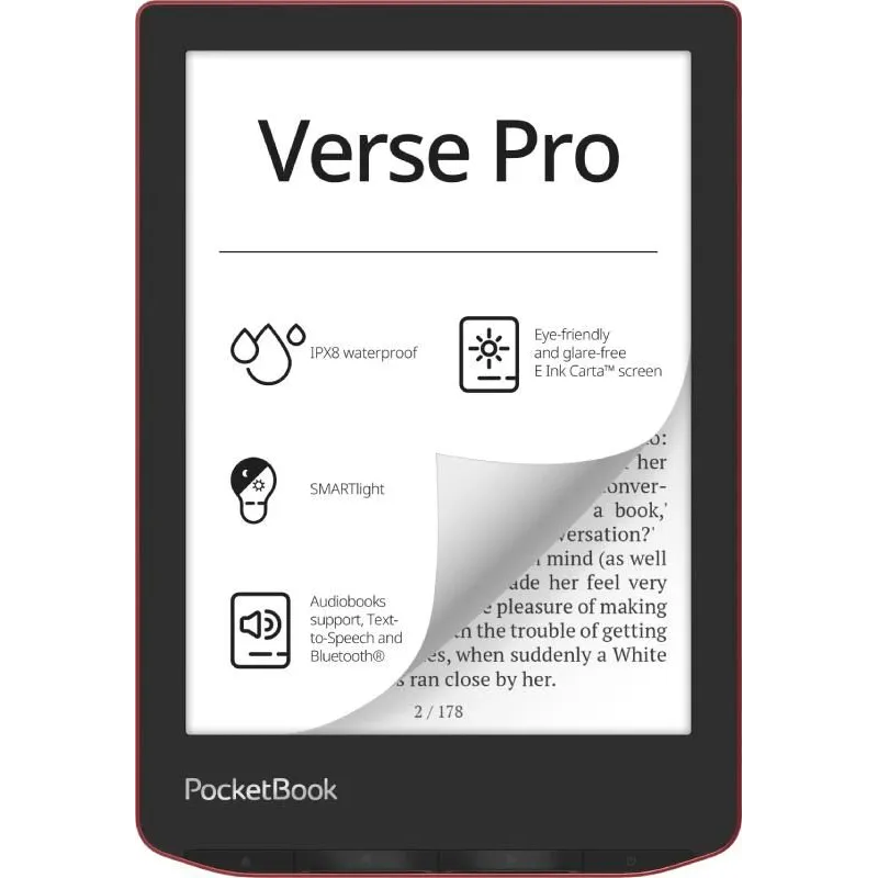 E-Reader-POCKETBOOK-Verse Pro-6-1072x1448-1xUSB-C-Wireless LAN-Bluetooth-Red-PB634-3-WW