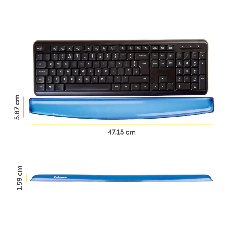 Keyboard acc wrist support-blue 9113709 fellowes